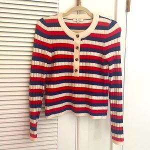 Madewell red white and blue striped sweater